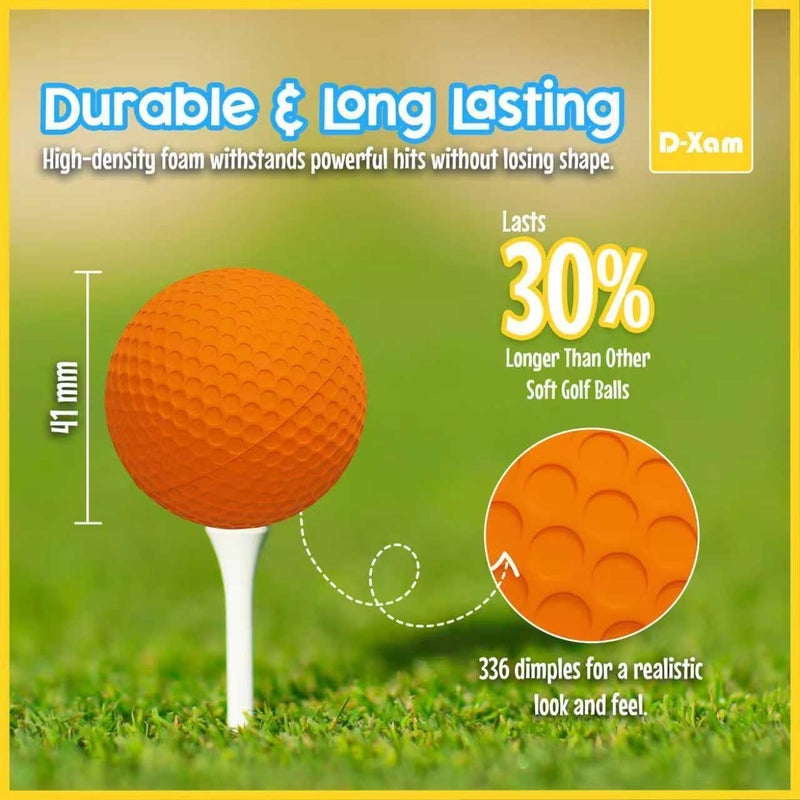 Dexam Foam Golf Balls Bulk Practice Golf Ball Soft Multicolor, Yellow, White or Orange | Long Lasting & Realistic Feel | Limited Flight Use Indoors Outdoors Backyard Training - Image 4